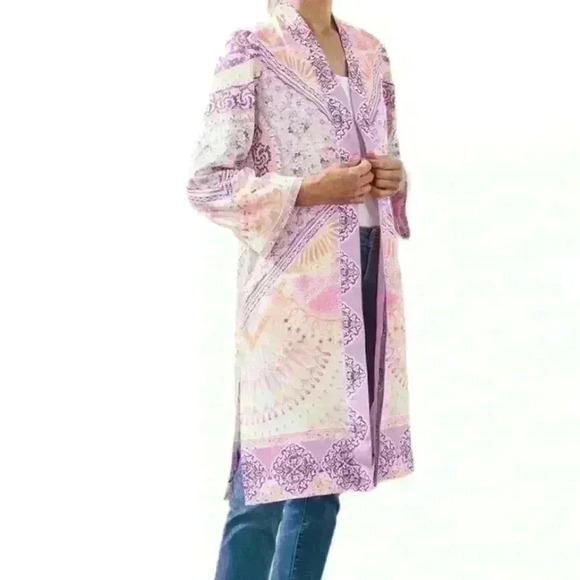 Chico's Tops - Chico’s Coastal Tile Duster Multicolored Lined Size 1 (8-10)